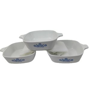 VTG Corningware lot of three blue cornflower P- 41- B- 1 3/4 cup casserole dish